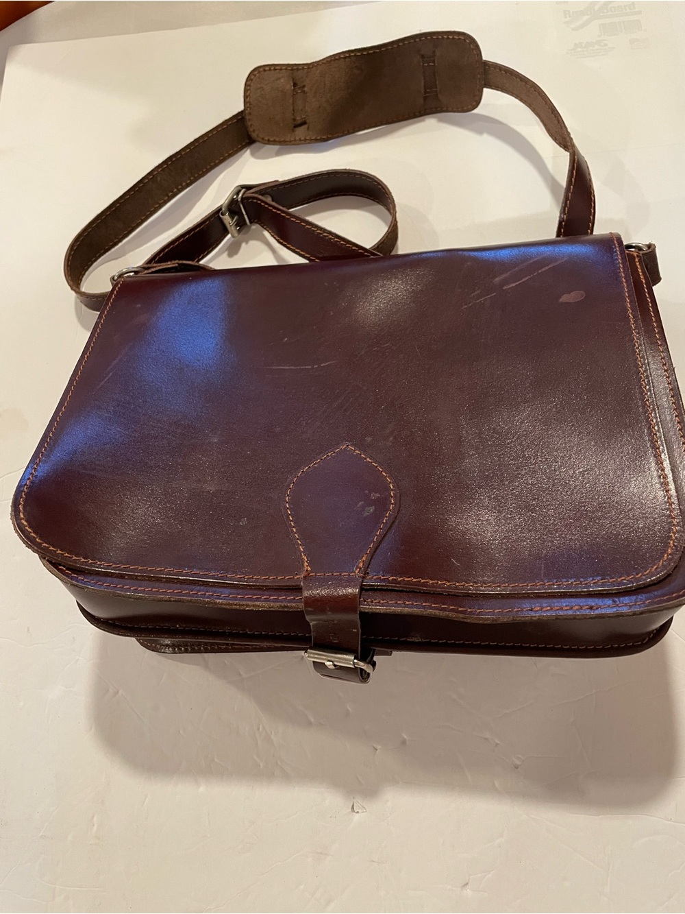 Vintage? Leather Book Bag Style Purse Handbag